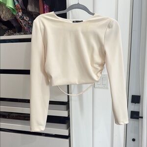 Zara Cream Ruched Crop Blouse